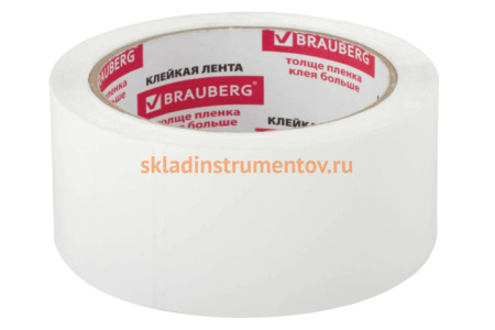 Клейкая упаковочная лента BRAUBERG 48 мм х 66 м, белая, толщина 45 микрон 440158