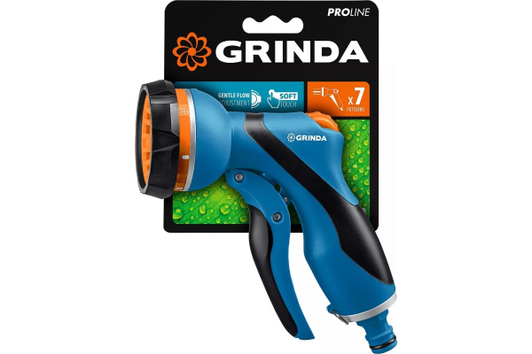 Двухкомпонентный поливочный пистолет с регулятором напора GRINDA PROLine F-7 7 режимов 429120
