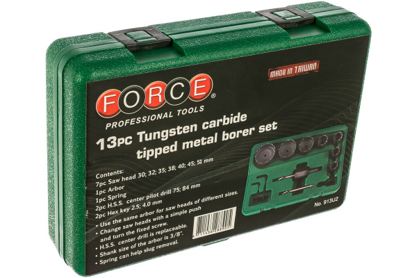 Набор коронок (30-51 мм) 13 предметов FORCE 913U2