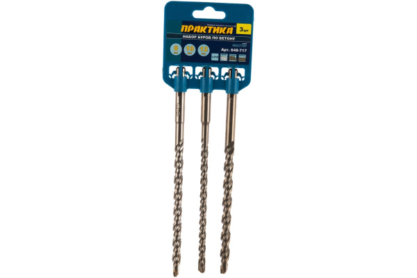 Набор буров Мастер (3 шт; 8, 10, 12 х 210 мм; SDS-plus) ПРАКТИКА 648-717