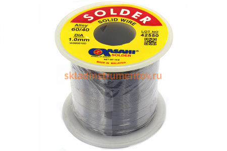 Припой (1 мм, 1 кг, Sn60/Pb40, без флюса) ASAHI 00-00004312