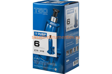 Гидравлический бутылочный домкрат 6т, 215-415мм, ЗУБР Профессионал T50 43060-6_z01