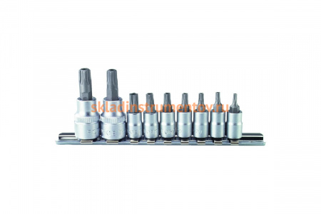 Набор головок-бит 1/4", 3/8" Torx с отверстием, TS10-TS50, 10 шт. FORCE 3095