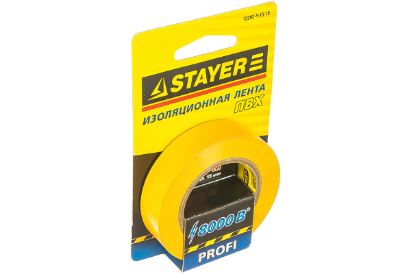 Изолента "PROFI" желтая ПВХ (15 мм х 10 м; 0.18 мм) Stayer 12292-Y-15-10
