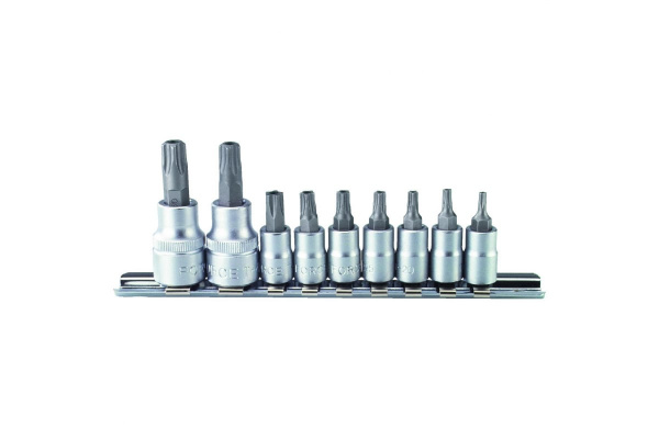 Набор головок-бит 1/4", 3/8" Torx с отверстием, TS10-TS50, 10 шт. FORCE 3095