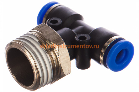 Фитинг Т-образный с наружной резьбой (6 мм; 1/2") для пластиковых трубок ROCKFORCE RF-SPB06-04