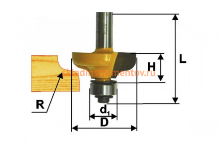 Фреза кромочная калевочная (31.8х13 мм; R 4.8 мм; хвостовик 8 мм) по дереву Энкор 9254