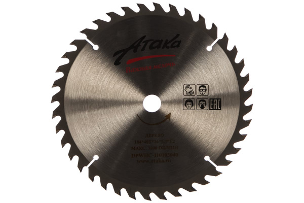 Диск пильный (184 мм; 40T; 16 мм) по дереву профи АТАКА 8079540