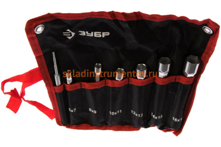 Набор трубчатых двусторонних торцовых ключей с воротком 6-17мм, 7шт Зубр МАСТЕР 27190-H7