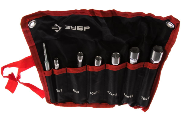 Набор трубчатых двусторонних торцовых ключей с воротком 6-17мм, 7шт Зубр МАСТЕР 27190-H7