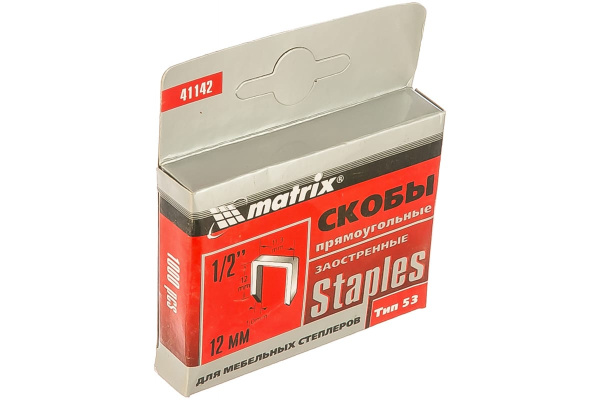 Скоба заостренная (1000 шт; 12 мм; тип 53) для степлеров Matrix 41142