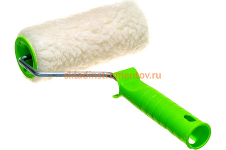 Валик СИБРТЕХ из натурального меха с ручкой, 150 мм, ворс 12 мм, D - 48 мм 80122