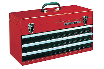 Красный инструментальный ящик (3 ящика и отсек) KING TONY 87401-3 (металлический)