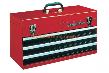Красный инструментальный ящик (3 ящика и отсек) KING TONY 87401-3 (металлический)