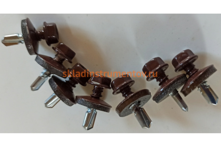 Саморезы для крепления кровель. матер. к метал. конструкциям Зубр цвет RAL 8017 "шокол.-коричн.", оцинк., 5,5x19 мм, 500 штук 4-300315-55-019-8017