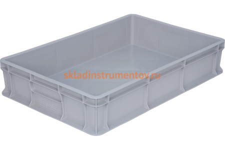 Ящик Тара.ру п/э 600х400х120 сплошной, без ручек, серый 16680