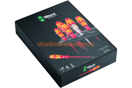 Набор диэлектрических отверток Wera, VDE, индикатор напряжения, подставка, 7 предметов, WE-006480