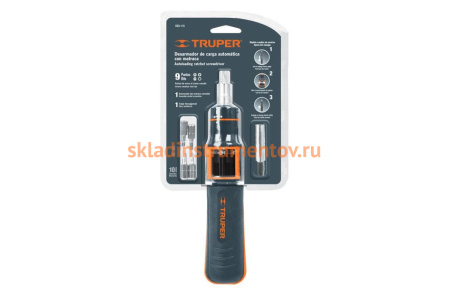 Отвертка с трещоткой и битами TRUPER 11 предметов 14145