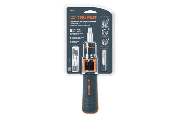 Отвертка с трещоткой и битами TRUPER 11 предметов 14145