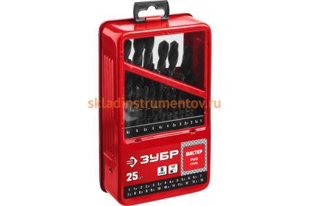 Набор сверл по металлу 1-13 мм МАСТЕР, 25 шт. Зубр 29605-H25