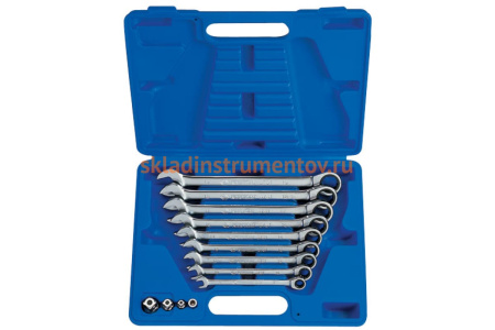 Набор комбинированных трещоточных ключей (8-19мм, 13 предметов) KING TONY 13113MR