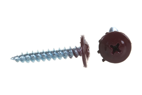 Саморезы с прессшайбой по листовому металлу до 0,9 мм Зубр RAL-3005 PH2 4,2х25 мм 400шт 300191-42-025-3005