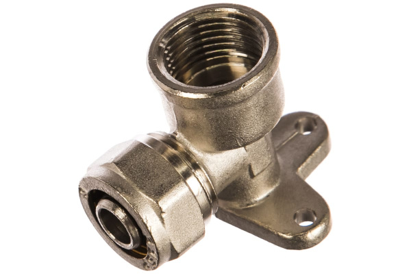 Уголок с креплением к полу (16 мм; 1/2"; цанга-гайка) для трубопровода Зубр 51411-16-1/2