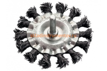 Щетка плоская крученая со шпилькой (75 мм) для дрели SANTOOL 060708-075