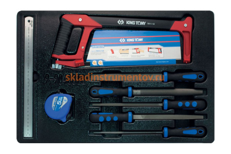 Набор напильников, рулетка, линейка и ножовка, ложемент, 8шт KING TONY 9-90408TQ