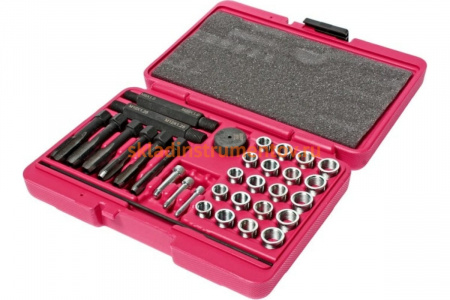 Набор метчиков для восстановления резьбы под свечи накаливания (33 предмета в кейсе) JTC 4053