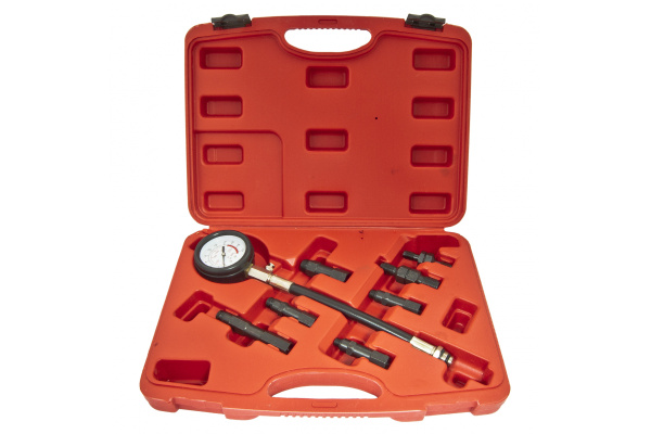 Тестер компрессии для бензиновых двигателей 8 предметов в кейсе ЭВРИКА ER-86313