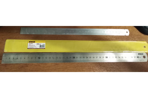 Линейка 400мм (нержавеющая сталь, двухсторонняя шкала) Biber 40163 тов-172037