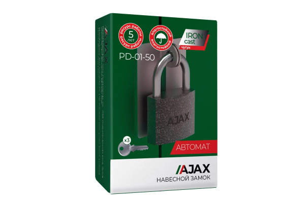 Навесной замок AJAX PD-01-50 англ. 3 кл., коробка 42237