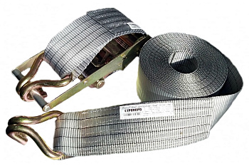 Стяжной ремень с крюками СТРОП-ПРО 100мм, 10т, 12м, серый SP03101