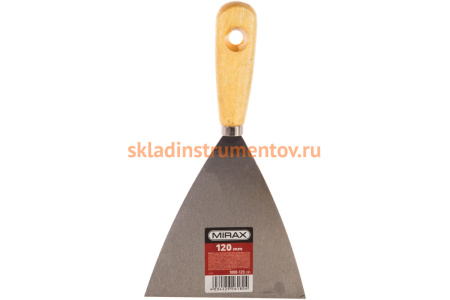 Шпатель стальной c деревянной ручкой, 120 мм MIRAX 1000-120_z01