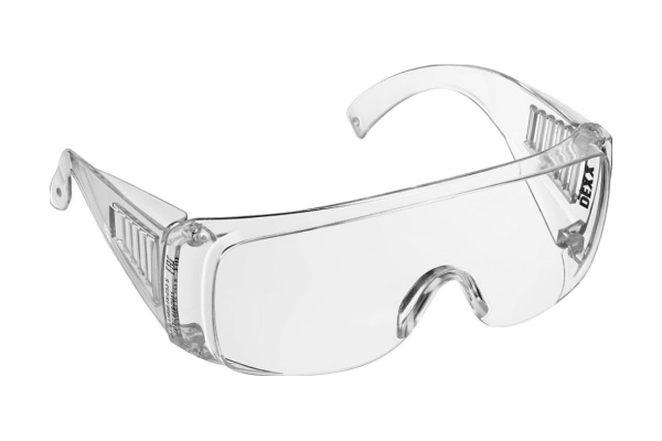 Защитные очки DEXX, поликарбонатная монолинза, с боковой вентиляцией, прозрачные, 11050