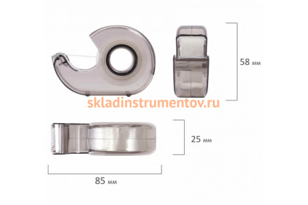 Клейкая лента в тонированном сером диспенсере BRAUBERG 19 мм х 10 м 227265