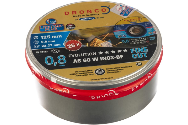 Диск отрезной по металлу Evolution AS 60 W BOX-25 (25 шт в жестяной коробке; 25x0.8x22.23 мм) DRONCO 6900843100