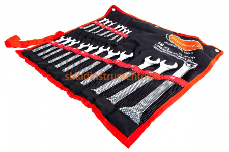 Набор комбинированных ключей 8-32мм 18 предметов на полотне ROCKFORCE RF-5281