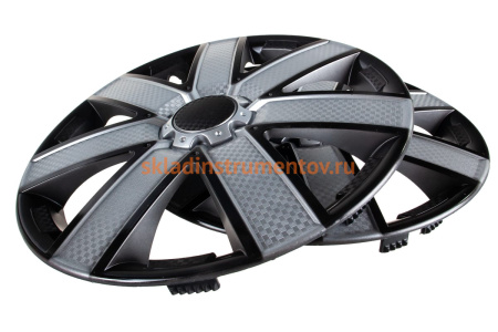 Колесные колпаки Airline 14" Гелакси Т , серебристый/черный, карбон, 2 шт. AWCC-14-23
