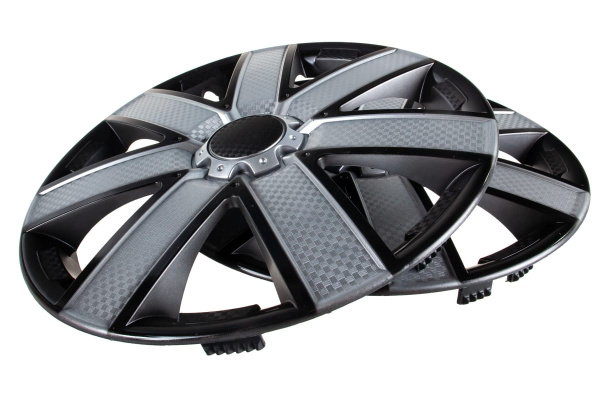 Колесные колпаки Airline 14" Гелакси Т , серебристый/черный, карбон, 2 шт. AWCC-14-23