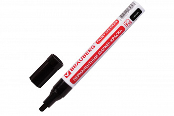 Лаковый маркер-краска 2-4 мм, черный, нитро-основа, алюминиевый корпус BRAUBERG 150877