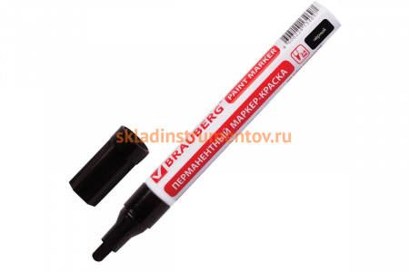 Лаковый маркер-краска 2-4 мм, черный, нитро-основа, алюминиевый корпус BRAUBERG 150877