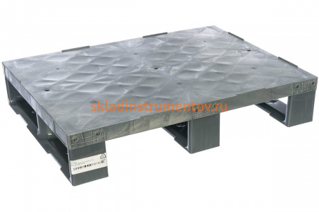 Сплошной паллет на 3-x полозьях, серый, 800х600х150 мм Тара.ру 7878