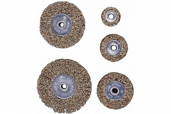 Набор щеток дисковых для дрели, витая латунированная проволока 0,3 мм, 5 шт. Зубр Эксперт 3521-H5_z01