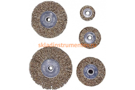 Набор щеток дисковых для дрели, витая латунированная проволока 0,3 мм, 5 шт. Зубр Эксперт 3521-H5_z01