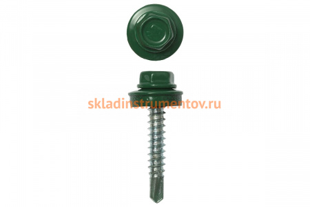 Саморезы Зубр для крепления кровельных материалов к деревянной обрешетке, цвет RAL 6002 зеленый лист, оцинкованный, 4,8x65мм, 900шт 4-300310-48-065-6002