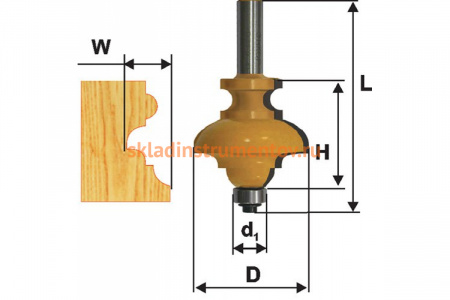 Фреза кромочная фигурная мультипрофиль (34.9х70 мм, хвостовик 8 мм) Энкор 46405