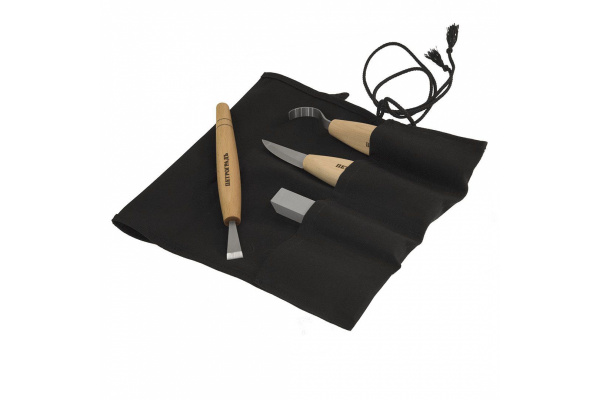 Ложкорезный набор для резьбы по дереву №5 Петроградъ (3 ножа+заточной абразив) М00015845