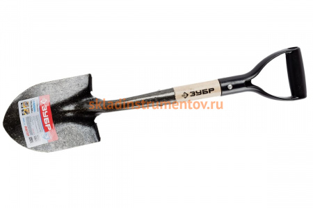 Лопата Зубр ЗАВИДОВО автомобильная деревянный черенок с рукояткой 39355_z01